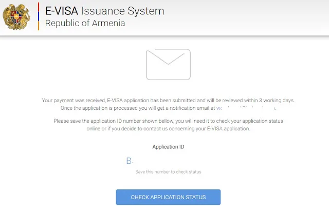 หมายเลขขอวีซ่าอาร์เมเนีย Application ID for visa Armenia