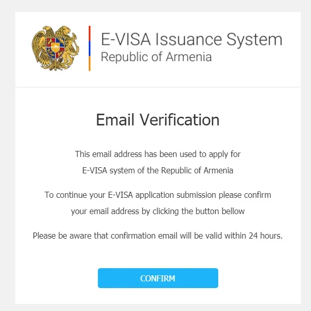ยืนยันทางอีเมลล์ วีซ่าอาร์เมเนีย email verification visa Armenia