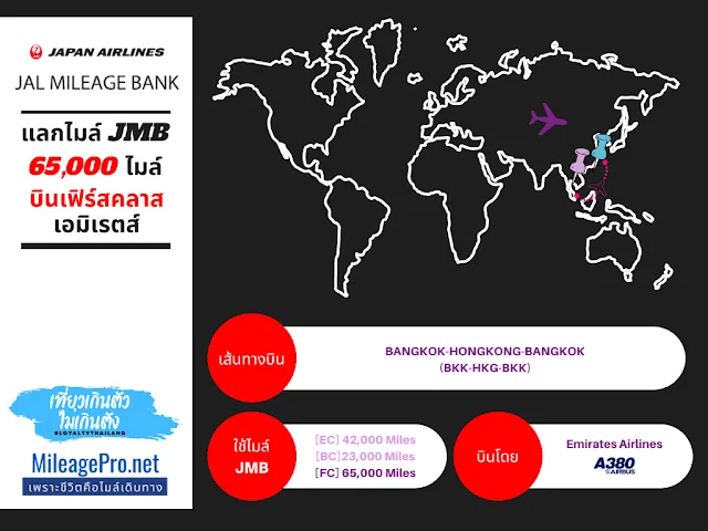 แลกไมล์ JAL ไปกลับฮ่องกง แลกไมล์ JMB ไปกลับฮ่องกง