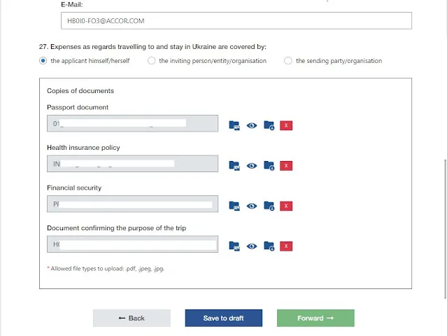 Upload documents for E-Visa Ukraine